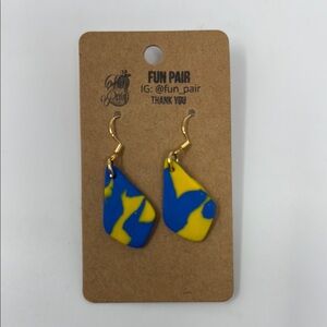 NWT Blue and Yellow Abstract Earrings